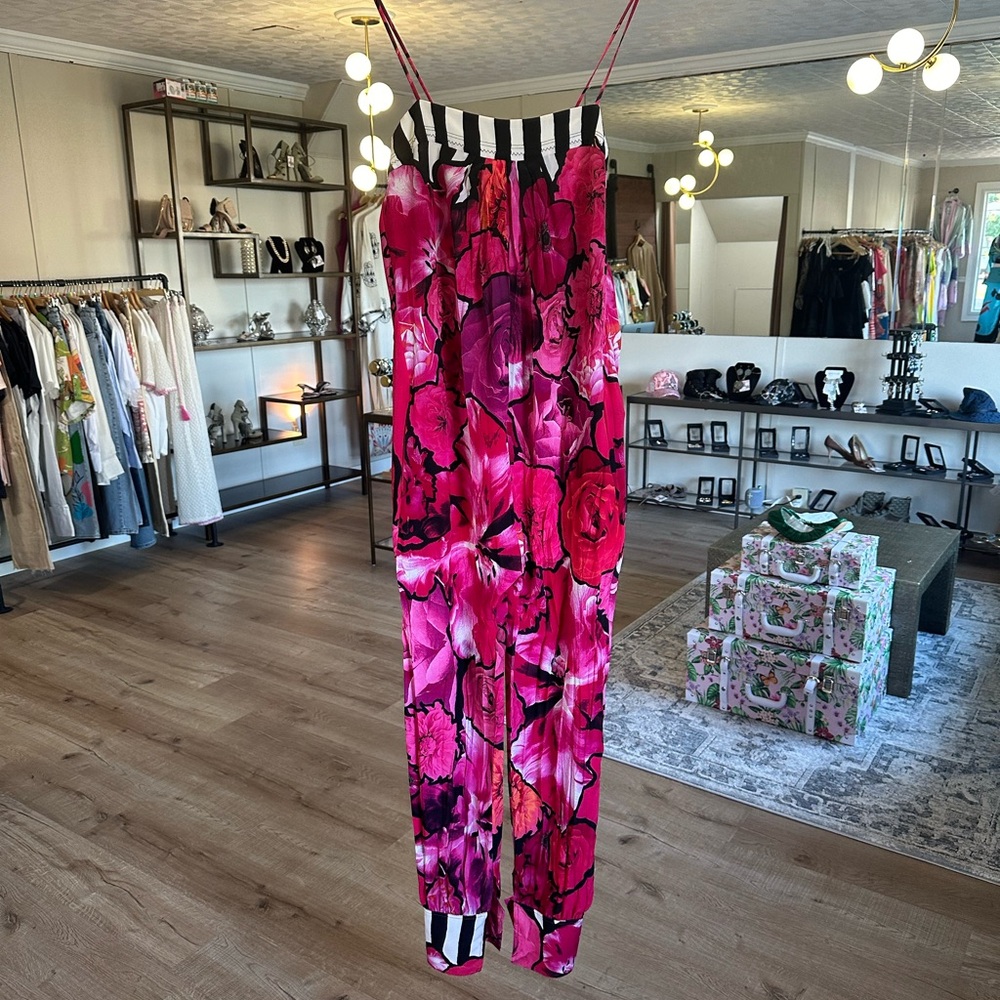 Roberto Cavalli Flora print silk jumpsuit size 38
